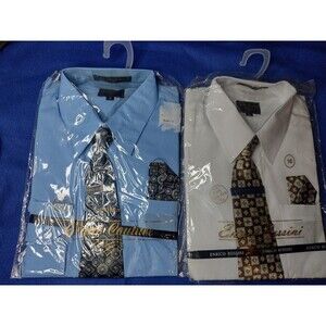 Ernico Rossini Long Sleeve Dress Shirt Lot (2) New